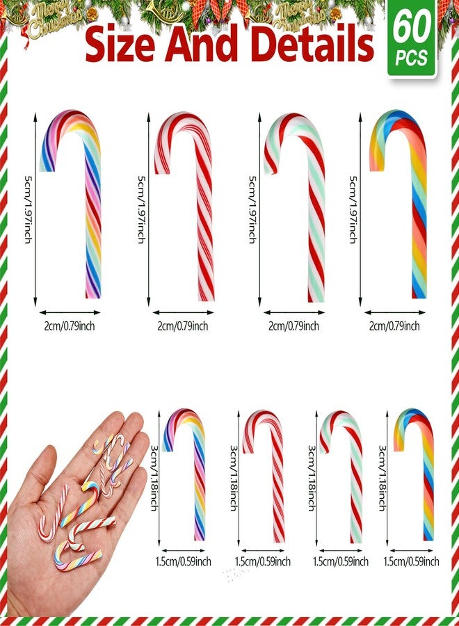 GlyinnHe 60pcs Mini Candy Cane for Crafts Christmas Plastic Fake Candy Cane Decor Ornaments for Christmas Craft Tree Hanging Decoration Supply - Image 2